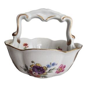Elios Hand Painted print main H and F porcelain Basket Bowl